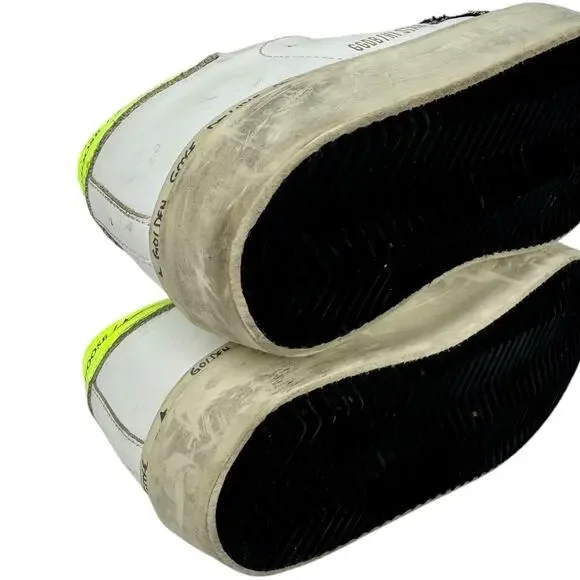 Golden Goose GGDB Hi Star Sneakers 37 7 Zebra Glitter Star Platform Distressed - Picture 12 of 14